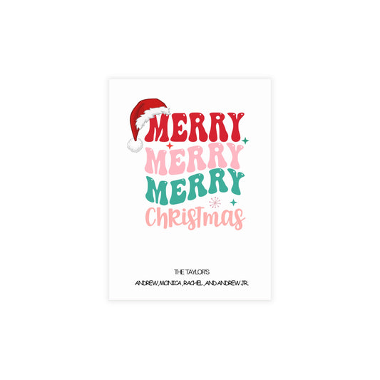 Merry Merry Merry Christmas, Christmas card-10, 30, 50 Cards with Envelope