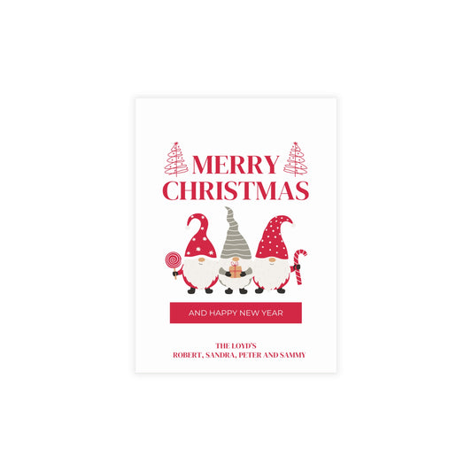 Merry Christmas Gnomes, Christmas card-10, 30, 50 Cards with Envelope