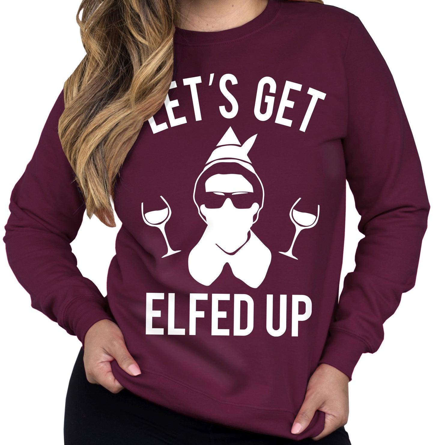 Let's Get Elfed Up Christmas Wine Crew Neck Sweatshirt