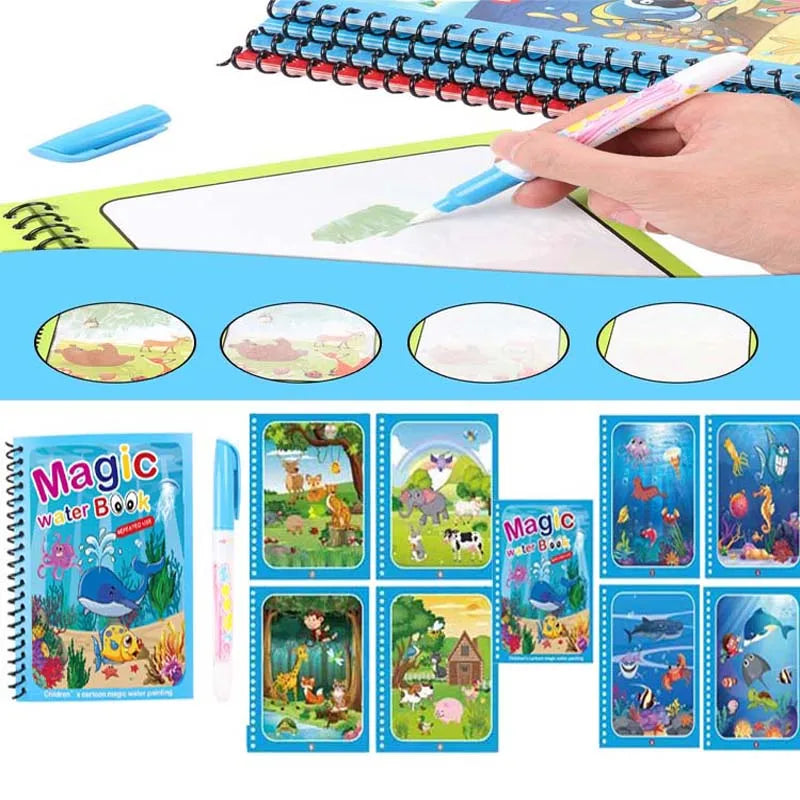 Hot Sale Reusable Magic Water Drawing Coloring Book Kids Sensory Early