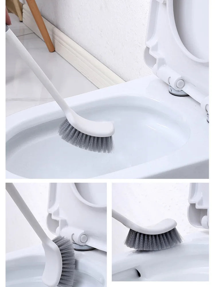 Household extended handle toilet brush for cleaning dead corners.