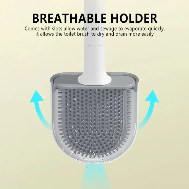 Flexible Silicone Toilet Brush Breathable Leakproof Toilet Bowl