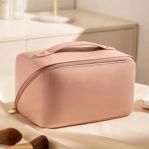 Women's PU leather pillow waterproof portable travel makeup bag,